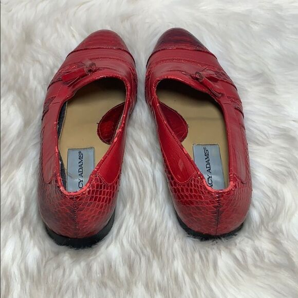 Stacy Adams Red Snakeskin Tassel Loafers Sz 7 - Picture 3 of 9